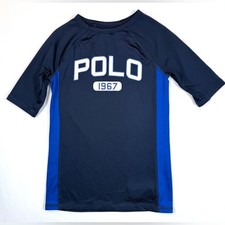 POLO Boys Rashguard Shirt 7 Colorblock 1967 Graphic Summer Preppy Coastal Retro