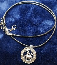 Silver Zodiac Sign Aries Charm Rope Cord Necklace Magic Astrology Jewelry 1"