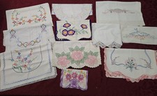 11 Piece Lot Hand Embroidered With Crochet Edge Dresser Scarves Doilies-Lot 3