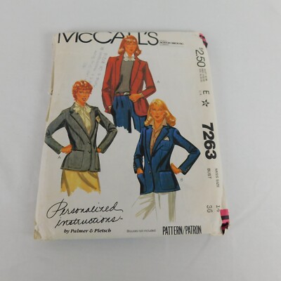 McCalls 7263 Sewing Pattern Women Size 14 Bust 36 Palmer And Pletsch Uncut FLAW