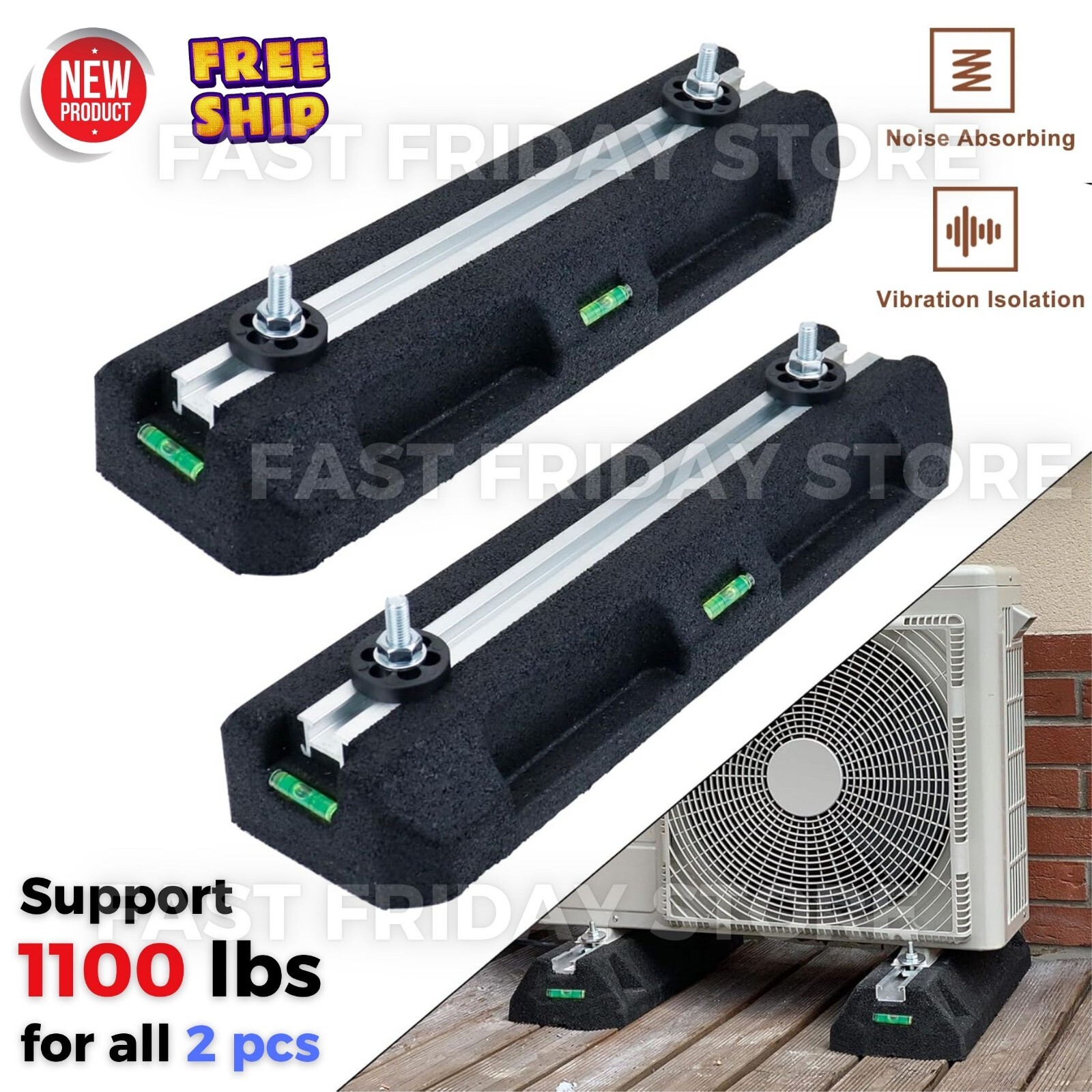 Floor Mounting Base Pads Anti-Vibration for Mini Split AC Condenser Heat Pump