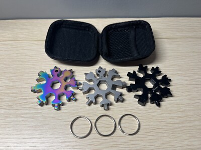 19 In 1 Snowflake Multi-Tool Keychain 3 Pack With Carry Case- Great Gift For Dad