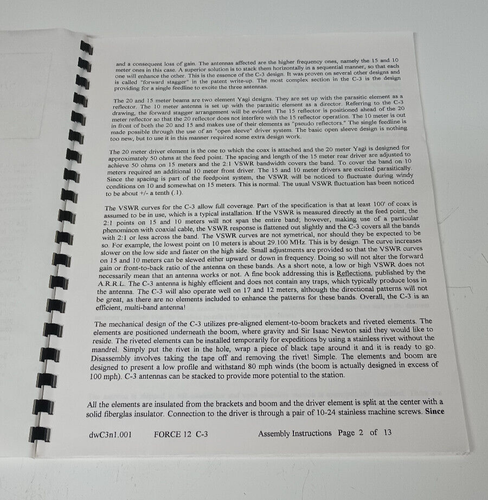 Force 12 Strike Force 3 Band C-3 Antenna Instruction Manual #133 - Afbeelding 3 van 5