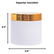 12  - 4 oz White PET Plastic (BPA Free) Jar with 70/400 Neck OverShell Gold Lid