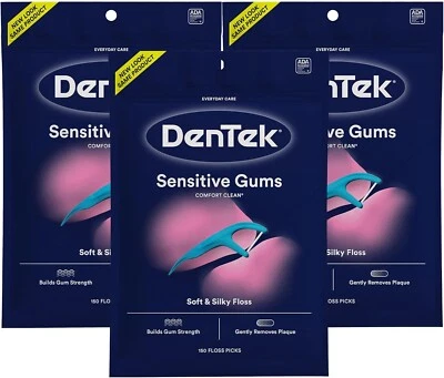 DenTek Comfort Clean Sensitive Gums Floss Picks - 3 Packs - 150 per pack