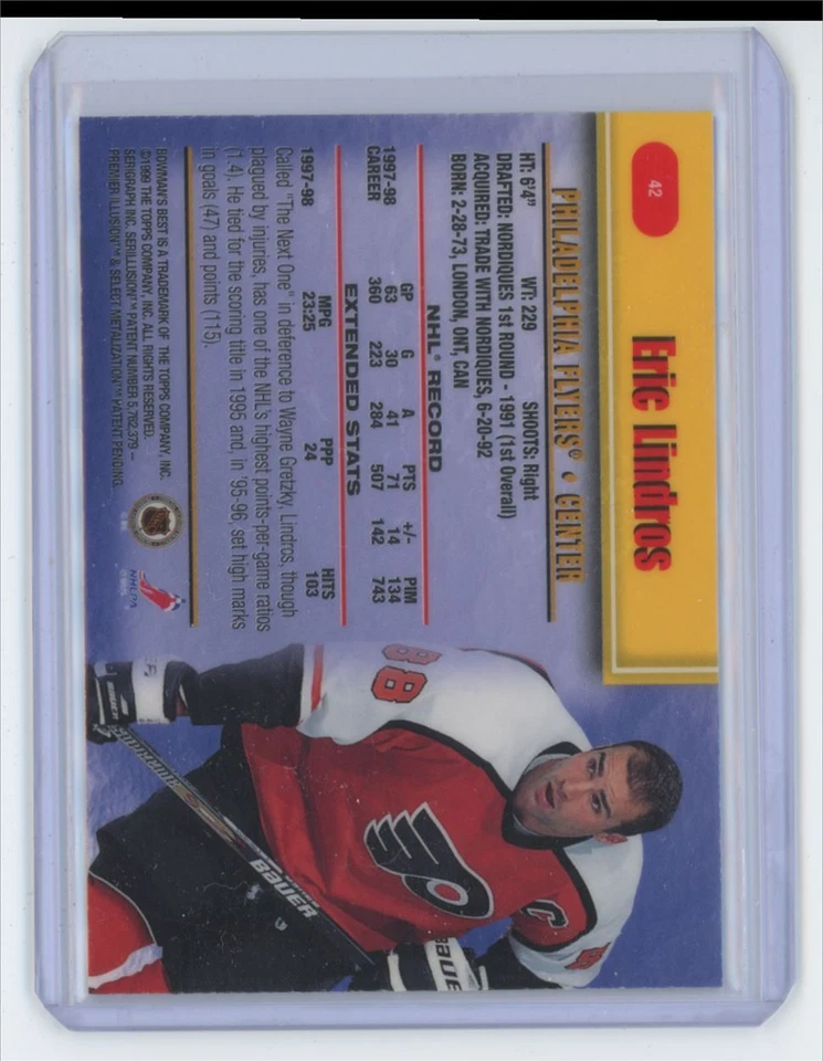 1998-99 Bowman's Best Eric Lindros Hockey Cards #42 - Image 2 of 2