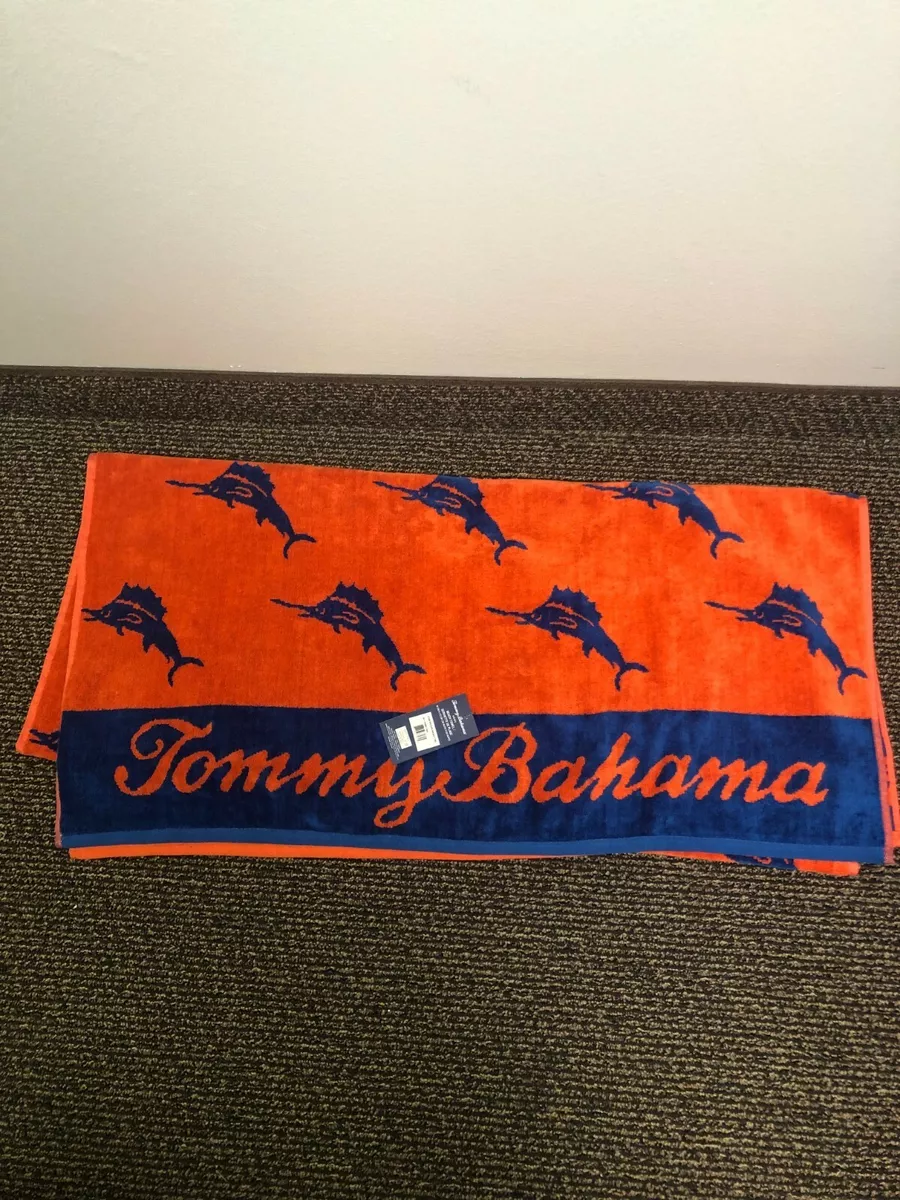 Tommy Bahama Logo Beach Towel 100 COTTON OEKO TEX Ocean Marlin Fish Size36