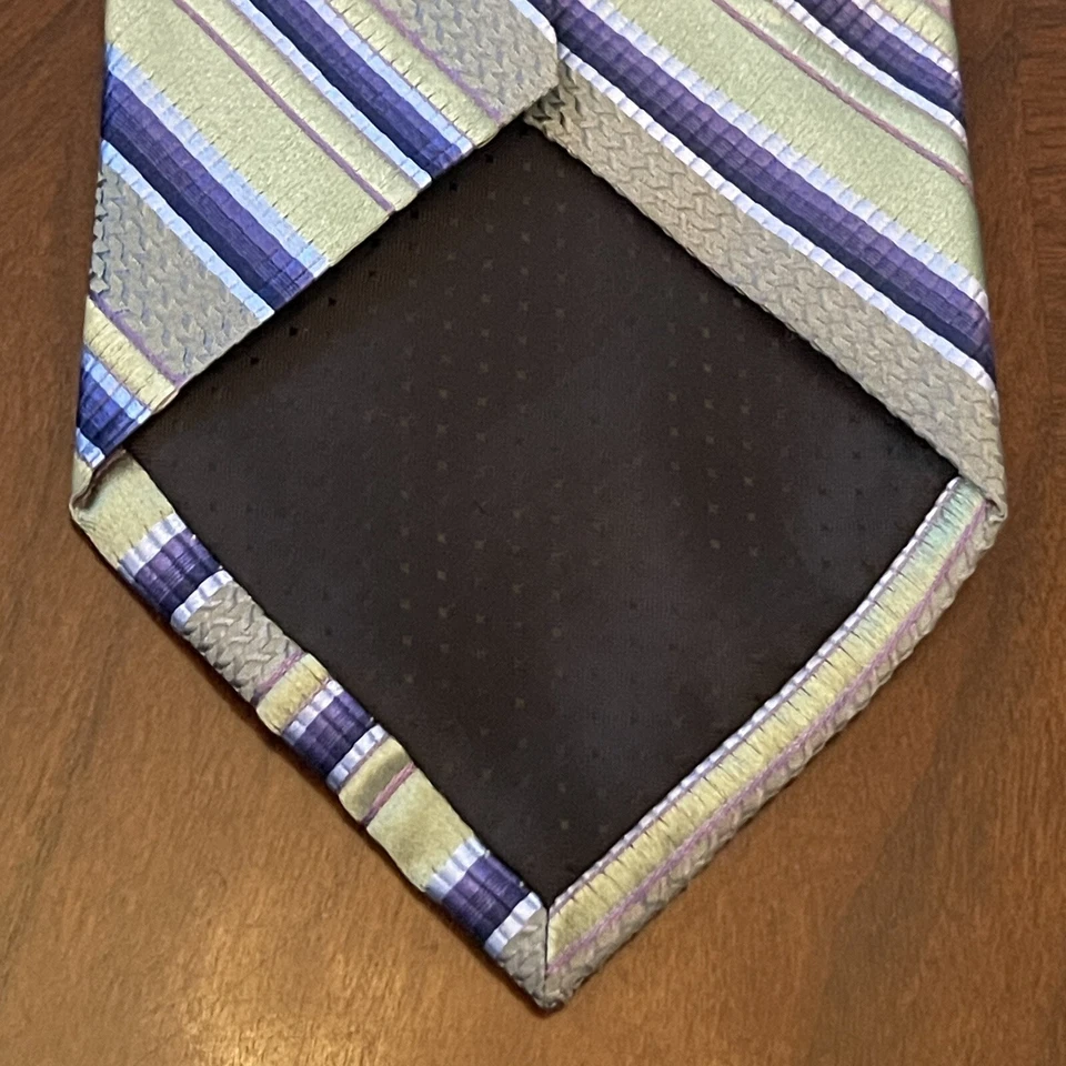 Martin Wong Green Blue Purple Hand Made 100% Silk Men’s Neck Tie Made In China - Image 2 of 4