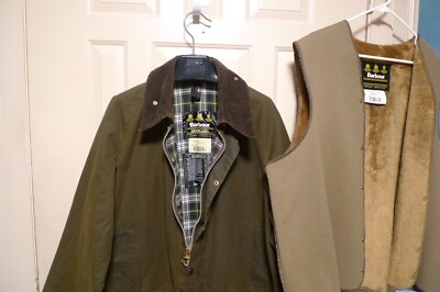 BARBOUR  - A50 MOORLAND WAX COTTON JACKET + LINER - OLIVE - MADE IN UK - 46