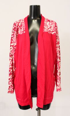 Isaac Mizrahi Women's Soho Baby French Terry Cardigan AR8 Crimson Pink Medium