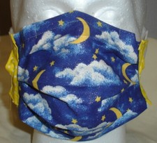 USA cotton Face mask cover, handmade/w Clouds, Moon, Stars Fabric FAST SHIP