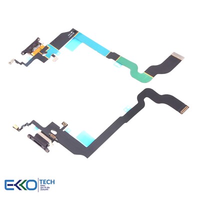 Original Ladebuchse für iPhone X Lightning Dock Connector Mikrofon Flex Schwarz