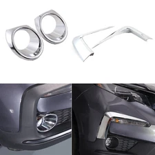 4x Chrome Front Fog Lamp Cover+Light Eyebrow Trim Kit  For Honda Pilot 2019-2022