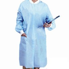 KNEE LENGTH SKY BLUE LAB COATS - LARGE - 10PCS/BAG