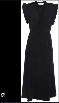 Iro women's dress black Hurray ruffle trimmed sleeveless sz 36 fits US sz 6 midi