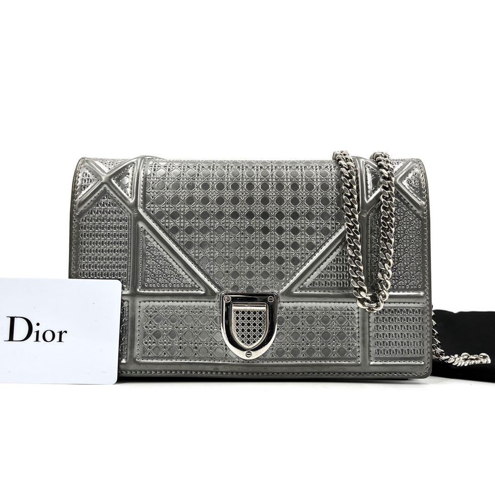 Dior Chain Shoulder Bag Diorama Silver 2way N61