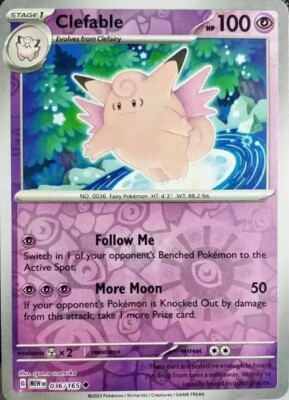 Reverse Holo Clefable 036/165 Uncommon Scarlet and Violet 151