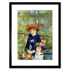Painting Renoir On Terrace Old Master Framed Print 12x16 Inch