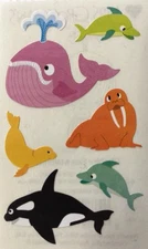 CHUBBY SEA MAMMALS Stickers(6pc) Mrs.Grossman's•Sea•Whale•Orca •Swim•Seal•Fishes