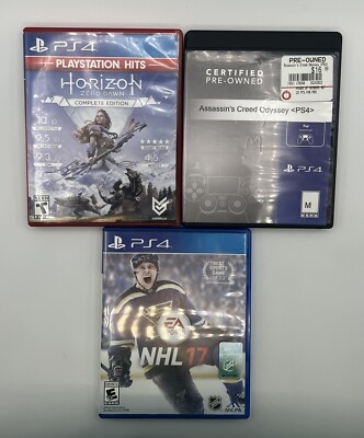 PS4 Lot Assassin's Creed Horizon Zero Dawn Complete Edition NHL 17 All 3 Tested