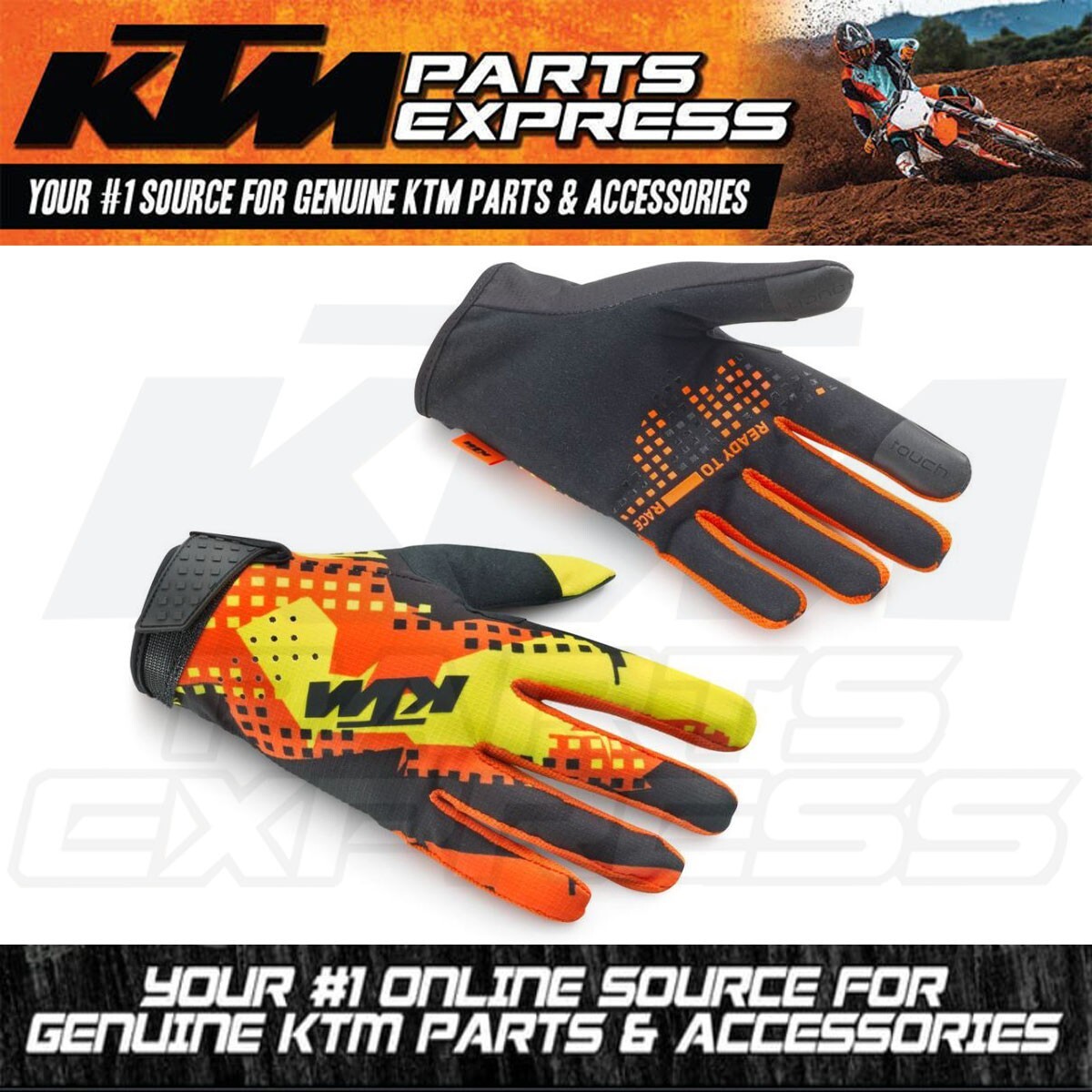 NEW OEM KTM LIGHTWEIGHT GRAVITY-FX GLOVES SIZE: LARGE/10 ORANGE