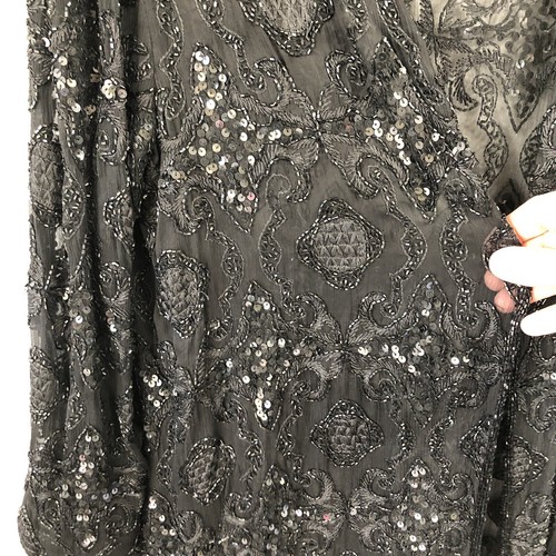 Adrianna Papell Beaded Duster Women XL Black Sheer Fairy Event Formal Whimsigoth - Picture 7 of 17