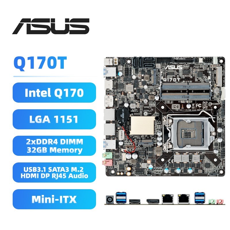 ASUS LGA1151 Motherboard Q170T Intel Q170 DDR4 for 6/7th Intel Core  i3/i5/i7 CPU