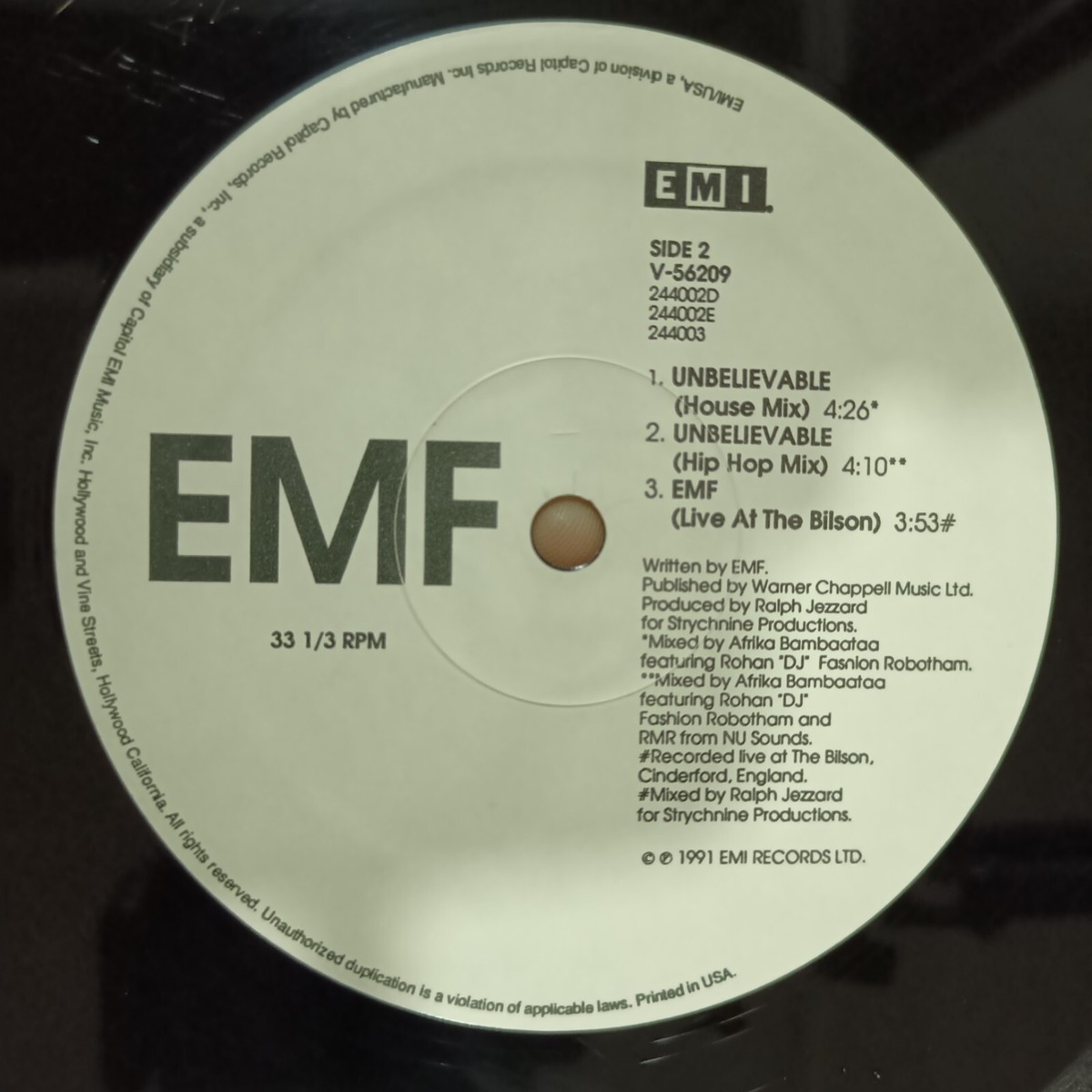 EMF – Unbelievable Remix [1991] Vinyl LP Alternative Rock Big Beat