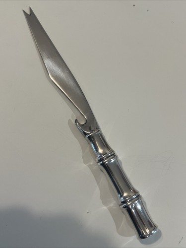 RARO! "Cuchillo de barra de bambú Tiffany & Co mango de plata esterlina 8"" vintage" - Imagen 4 de 7