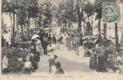 37 CPA NR. 98 TOURS Le Boulevard Béranger - der Blumenmarkt
