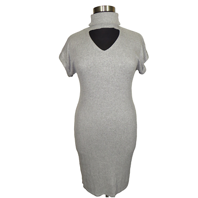 Lane Bryant Gray Stretch Knit Turtleneck Bodycon Midi Dress Plus Size 14-16  | eBay