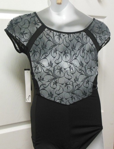 black Spandex laceback Cap Sleeve Leotard 2737A Danshuz ladies sizes - Picture 2 of 5