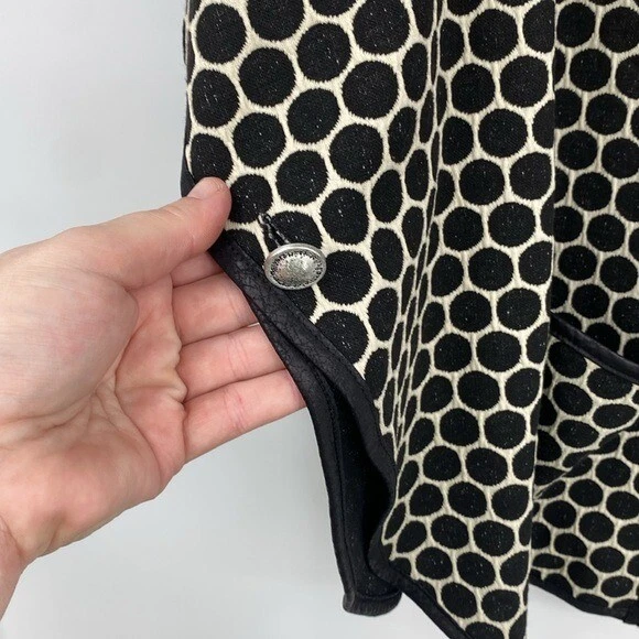 Chaqueta Poncho Zoe Michael Phillips Lunares Mujer Mediana Negra Crema Cremallera Completa Foto 2 de 4