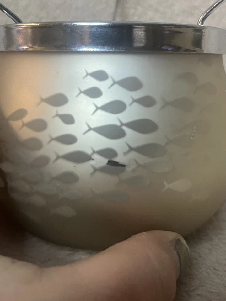 Candelabro Yankee de vidrio parpadeante pescado esmerilado luz de té candelabro decoración de playa Foto 3 de 4