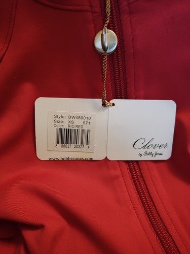 New Clover Bobby Jones Red XS Zip Performance Colorful Tech Stretch Jacket NWT - Picture 4 of 10