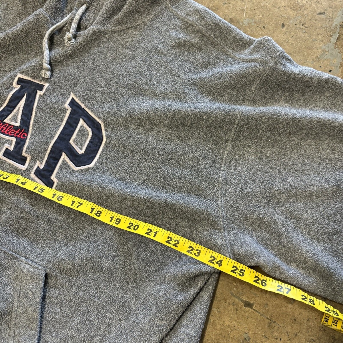 90s Vintage GAP Athletic Logo Embroidery Gray Fleece Pullover