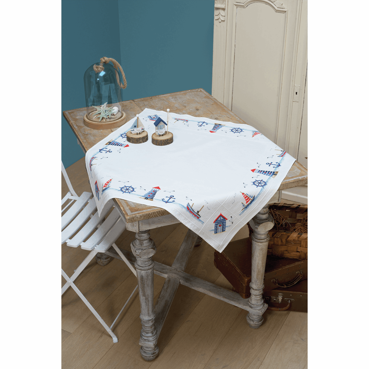 Vervaco Aida tablecloth stitch embroidery kit Maritime design, DIY - Image 3