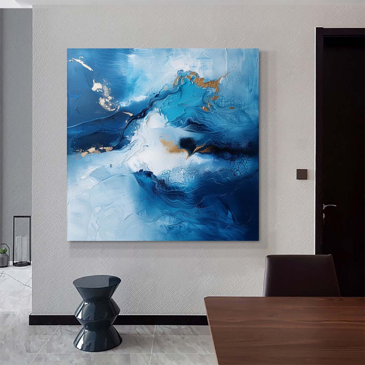Large Blue Painting On Canvas Oil Painting Abstract Painting Wall