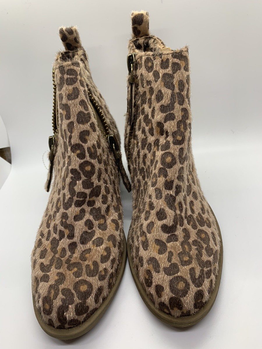 Very G Leopard Print Booties Faux Suede Size Double Zipper UK