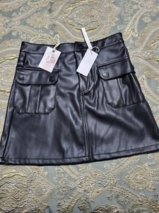 Jessica Simpson Girls Fuax Leather Skirt Size 16 WC787JS Black 
