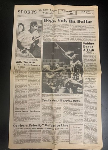 Billy Martin New York Yankees Newspaper Death Notice Sports Page Texas Edition - 第 1/5 張圖片
