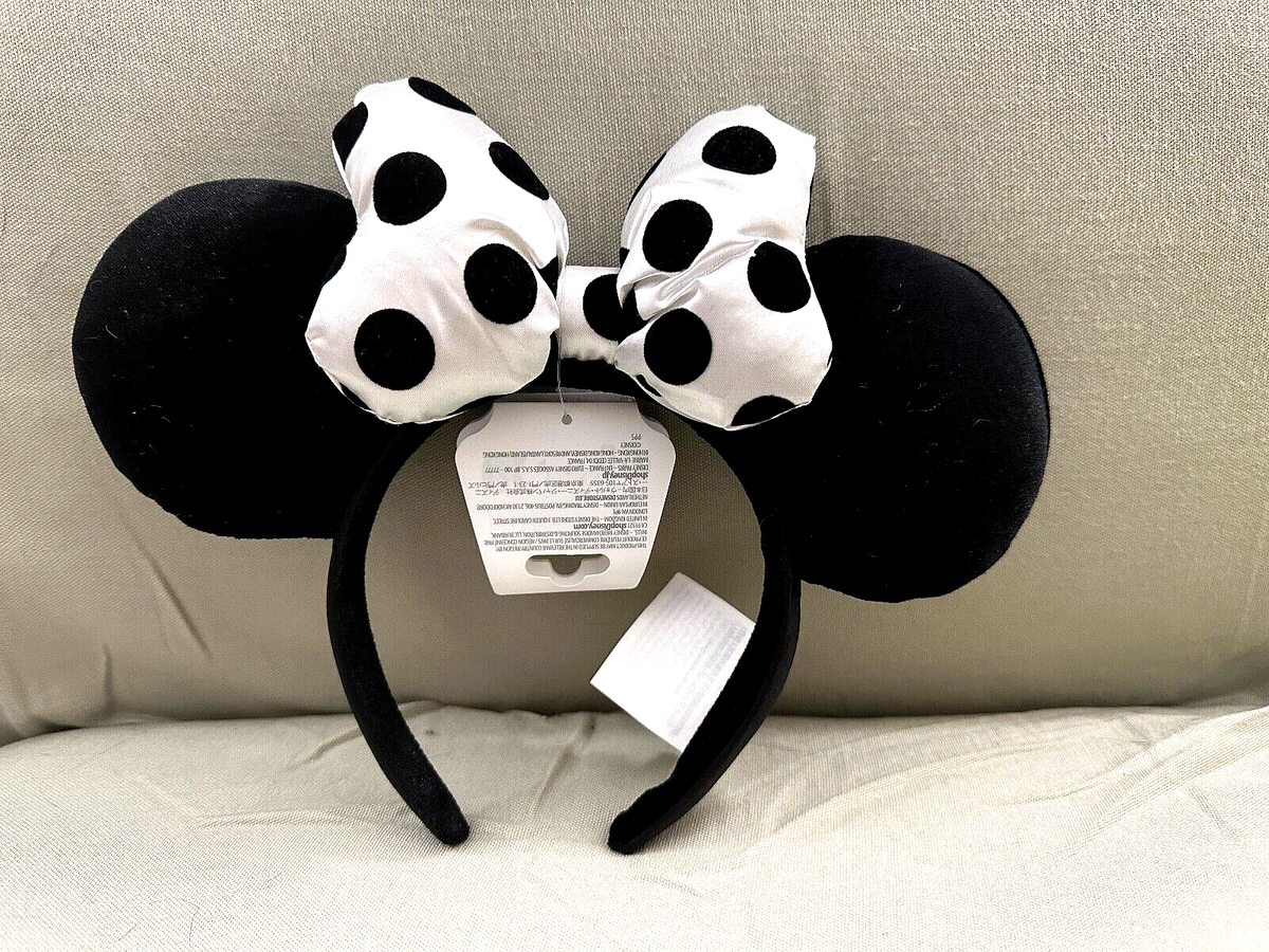 Disney parks white bow black polka dots Minnie Mouse ears Black Polka Dot Minnie Ear Headband Now Available at  main image 4