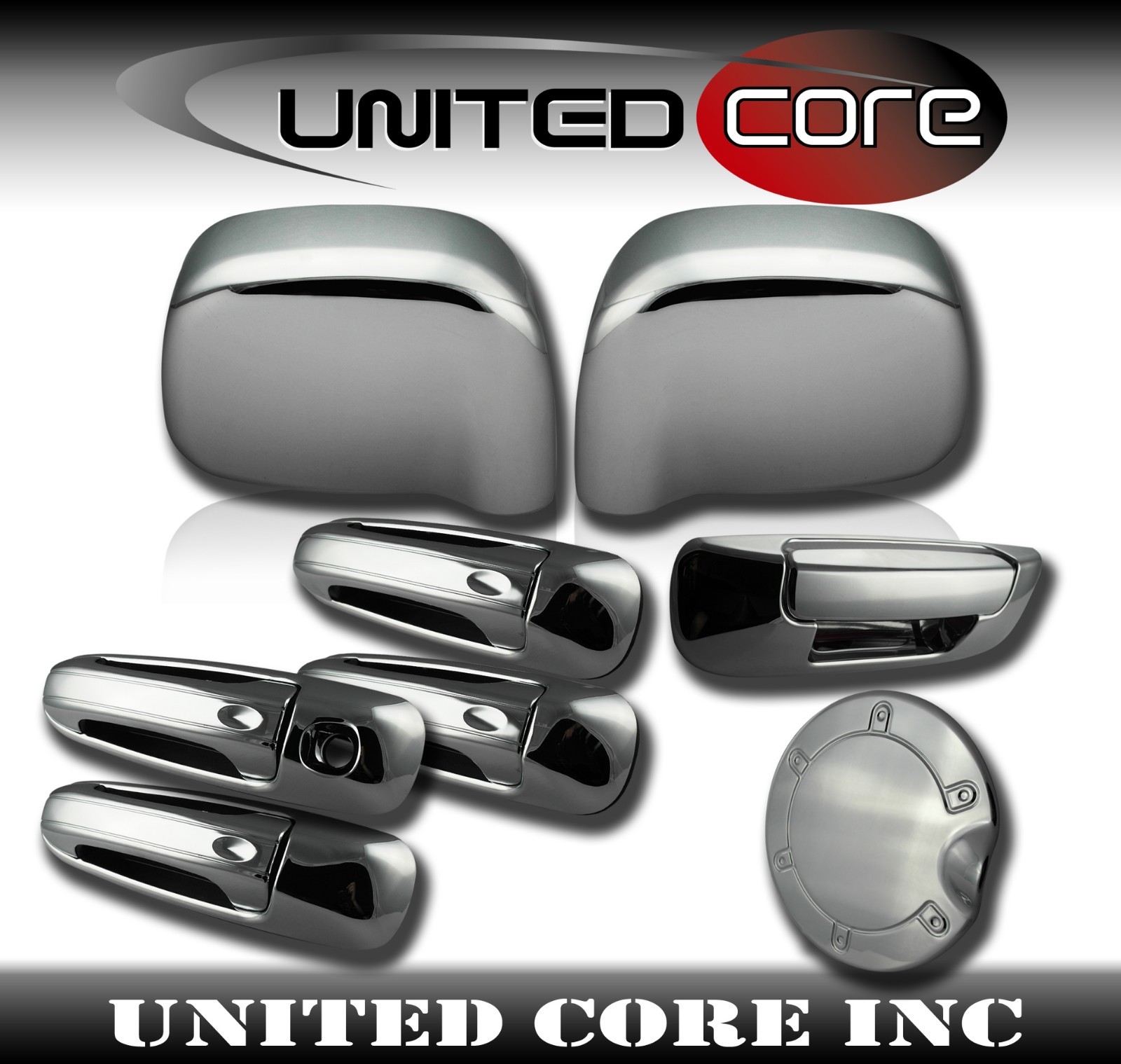 For Dodge Ram 0208 Chrome Mirror Door Handle Tailgate Chrome Gas Door