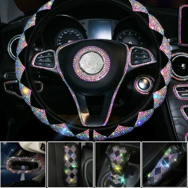 Universal Sparkle Luxury Steering Wheel Cover Shiny Rhinestone Car