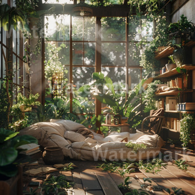 Digital Image Picture Photo Wallpaper Printable Art Cozy Indoor Garden Room