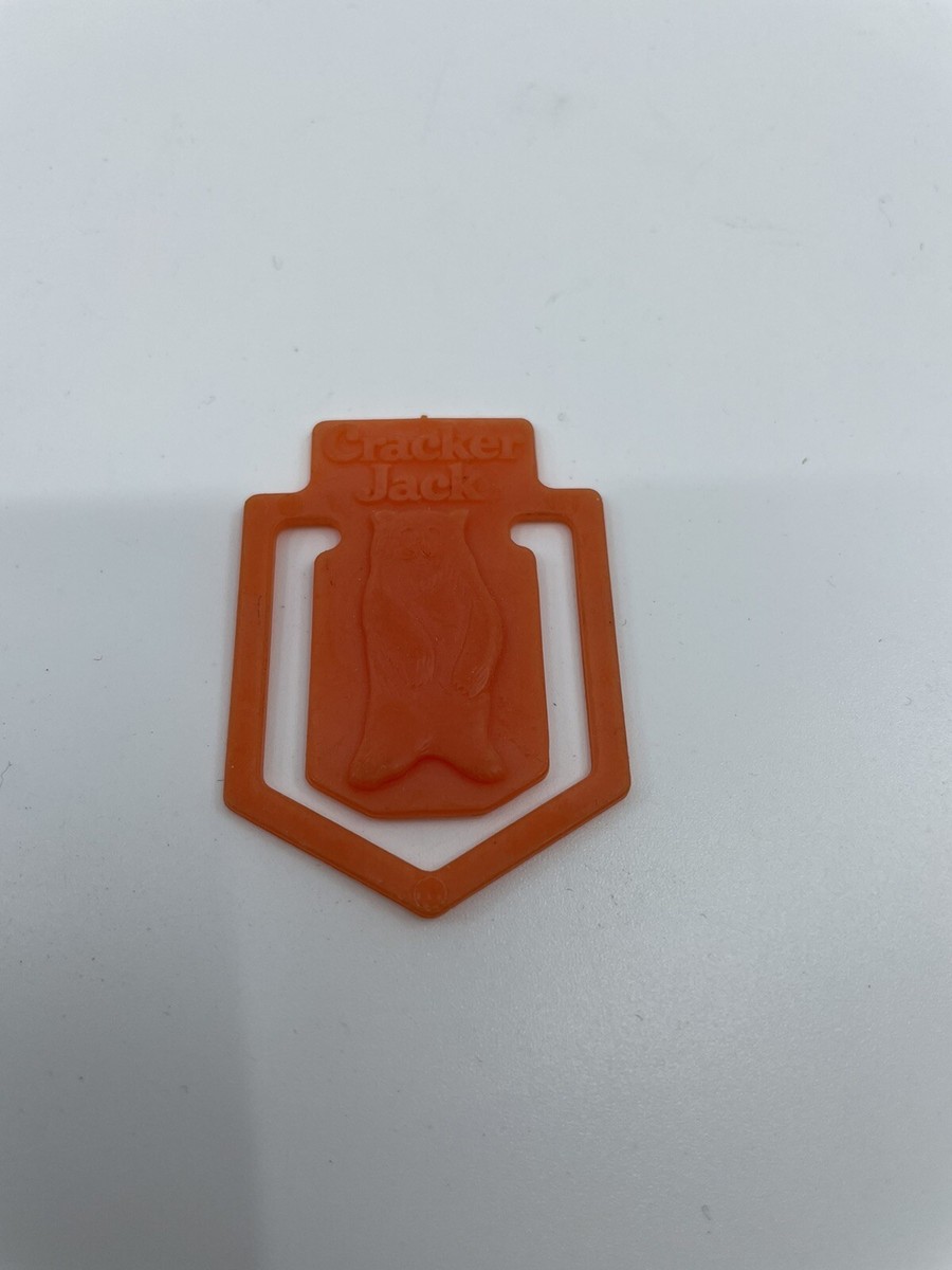 VINTAGE 1980S CRACKER JACK TOY PRIZE orange bear BOOKMARK