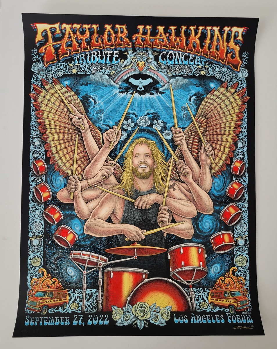 Taylor Hawkins Los Angeles Forum Tribute Concert Poster #995/1350 Foo Fighters STAR Taylor Hawkins Los Angeles Forum Tribute Concert Poster #995/1350 Foo Fighters STAR