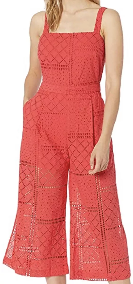 NWT Parker Women s Ashton Cropped Wide Leg Jumpsuit Roseberry Size 4