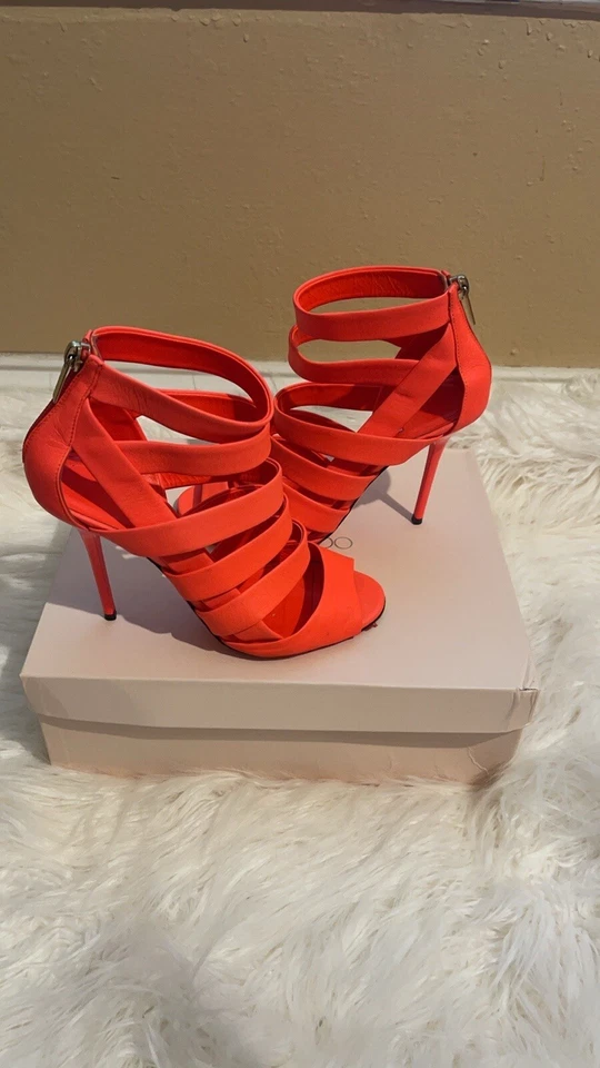 Jimmy Choo Neon Orange Flame 141 Damsen Pumps 36 - Image 4 of 4