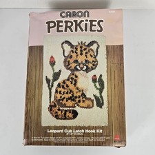 Vintage Caron Perkies Leopard Cub Latch Hook Kit "New" K3198- 20" x 27" No Hook